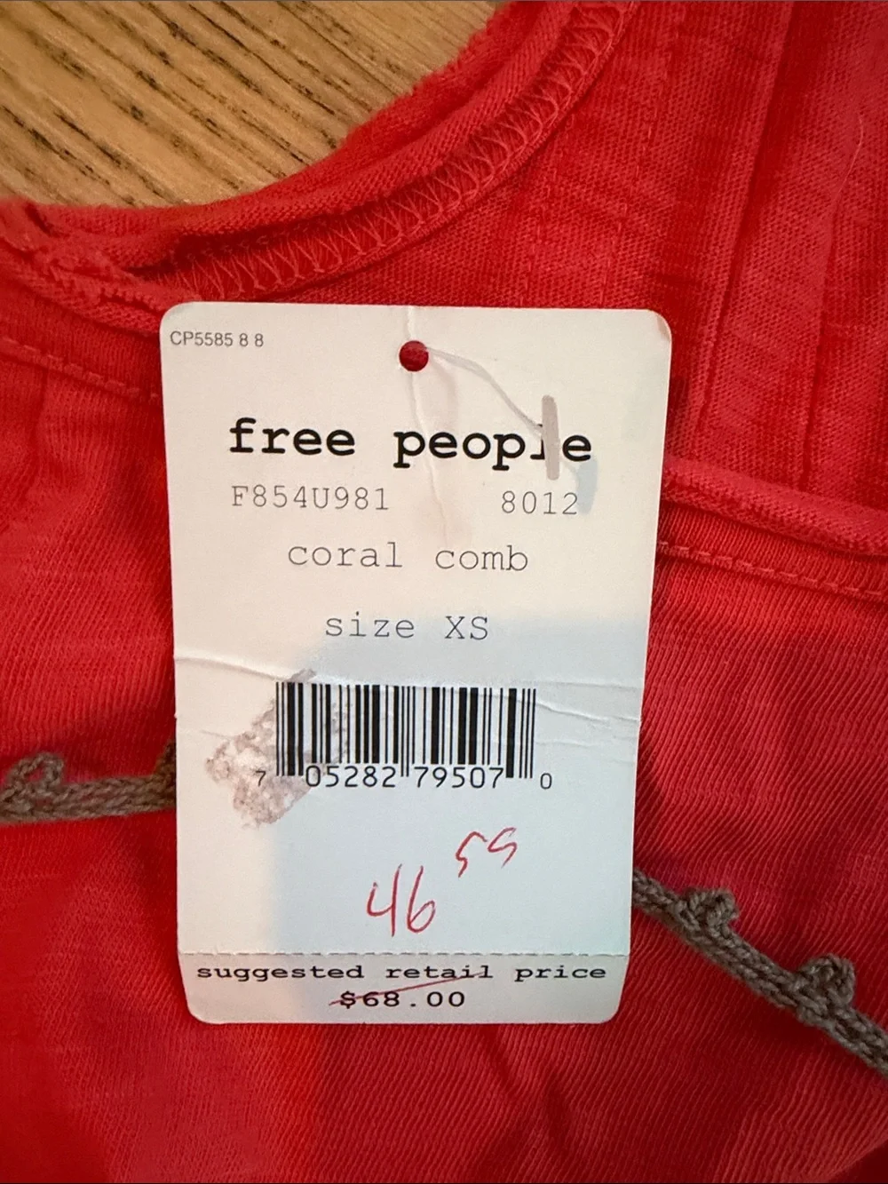 Free People Bright Red Boho Embroidered Tank Top